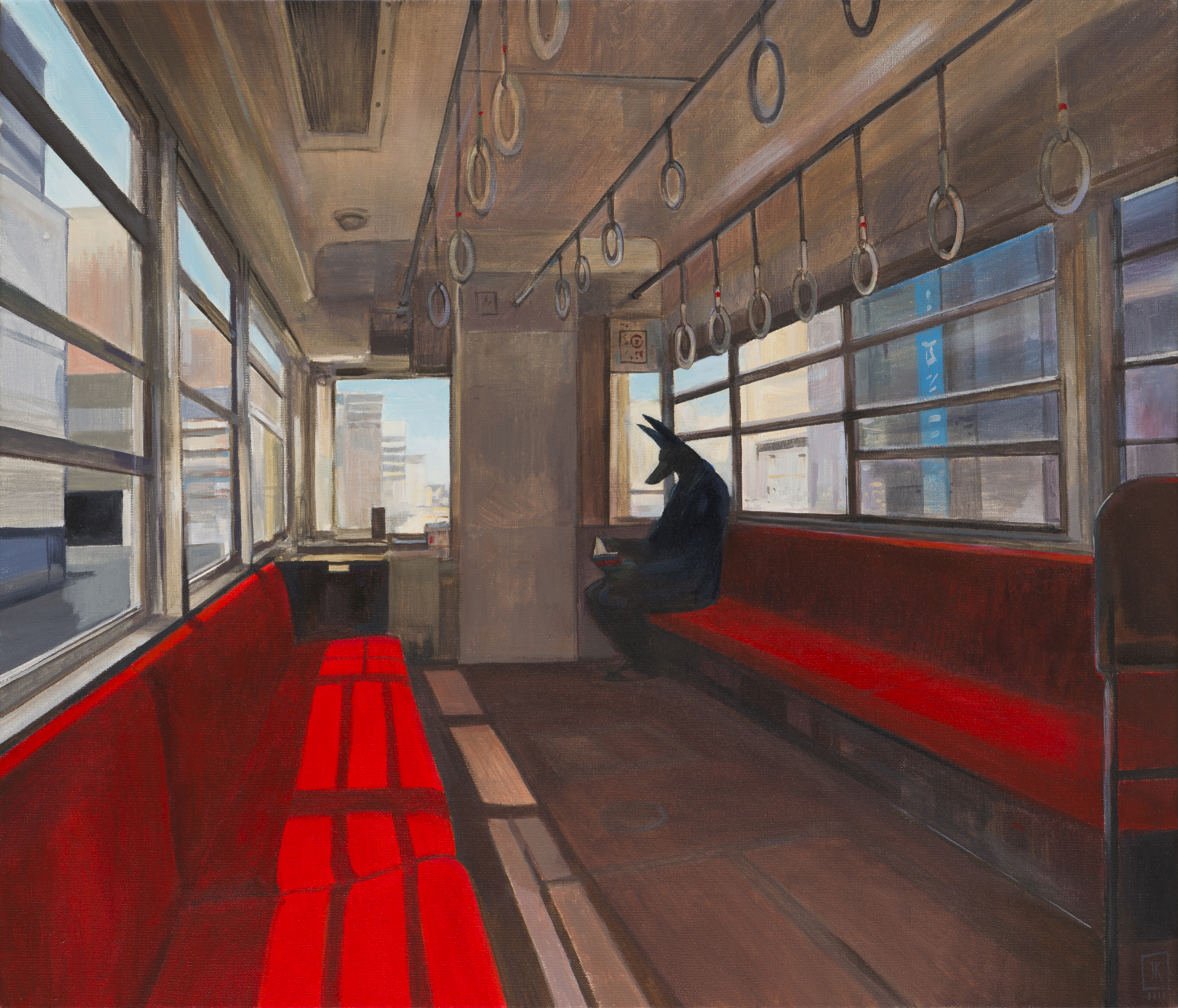 Joanna Karpowicz „Anubis w Hakone”, 60 x 70 cm, akryl na płótnie, 2016