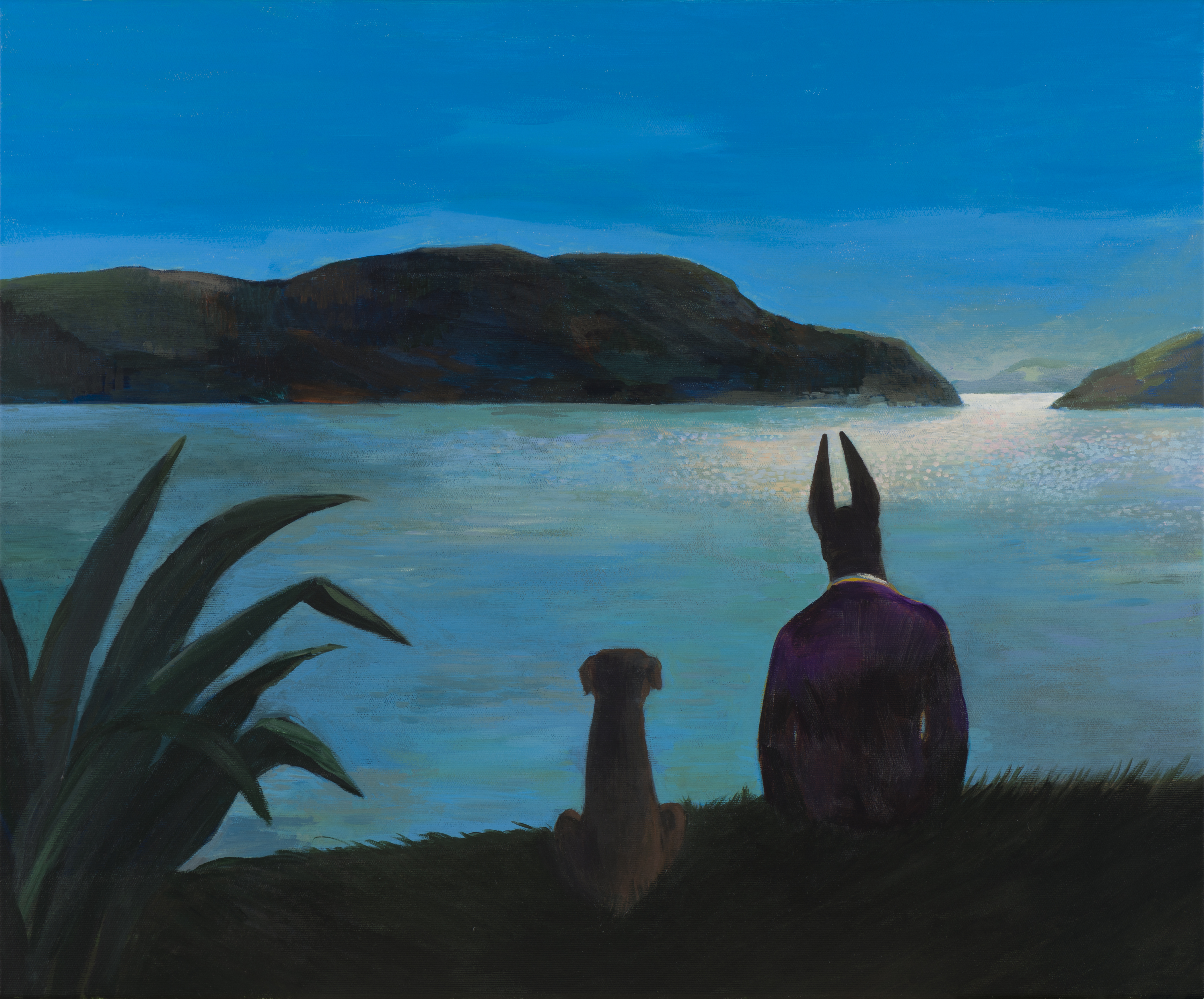 Joanna Karpowicz „Anubis i pies”, 54 x 65 cm, akryl na płótnie, 2016