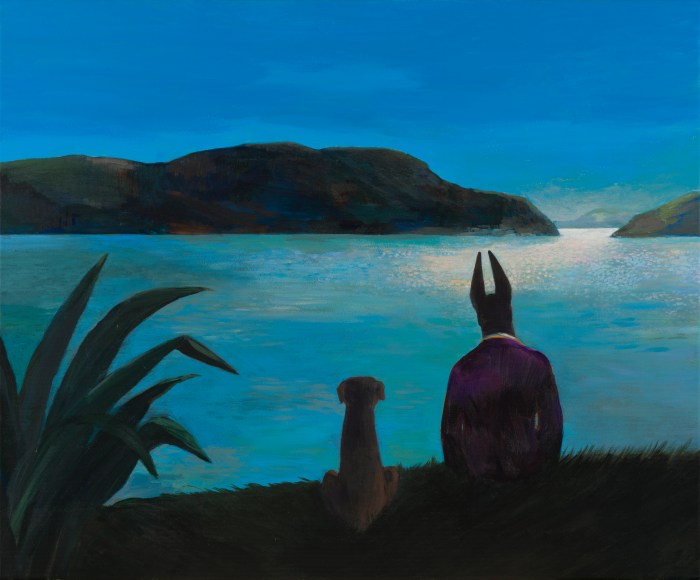 Joanna Karpowicz „Anubis i pies”, 54 x 65 cm, akryl na płótnie, 2016