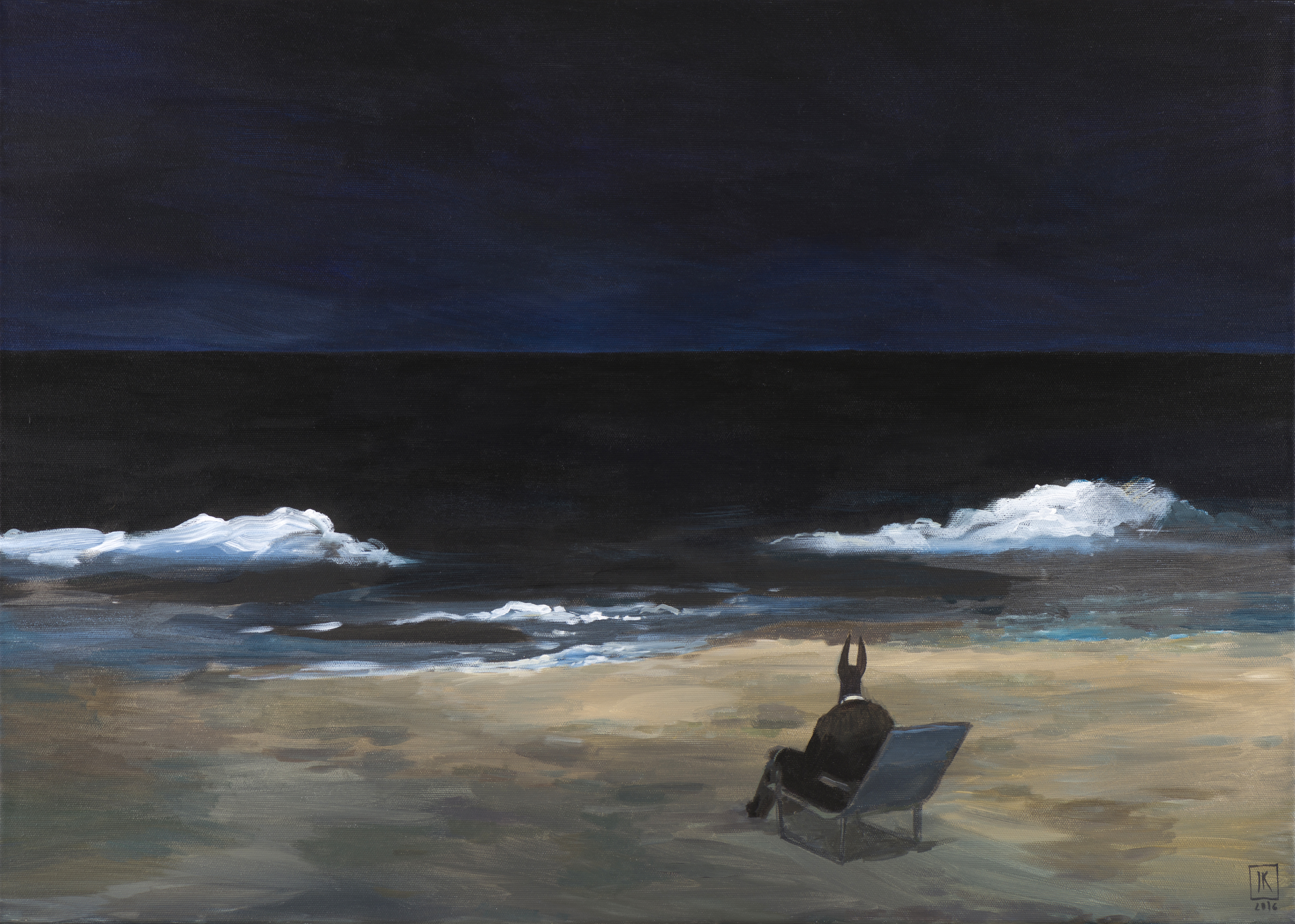 Joanna Karpowicz „Anubis nad Morzem Czarnym”, 54 x 65 cm, akryl na płótnie, 2016