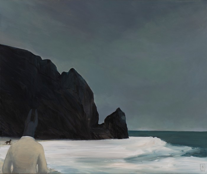 Joanna Karpowicz „Anubis i skała”, 54 x 65 cm, akryl na płótnie, 2016