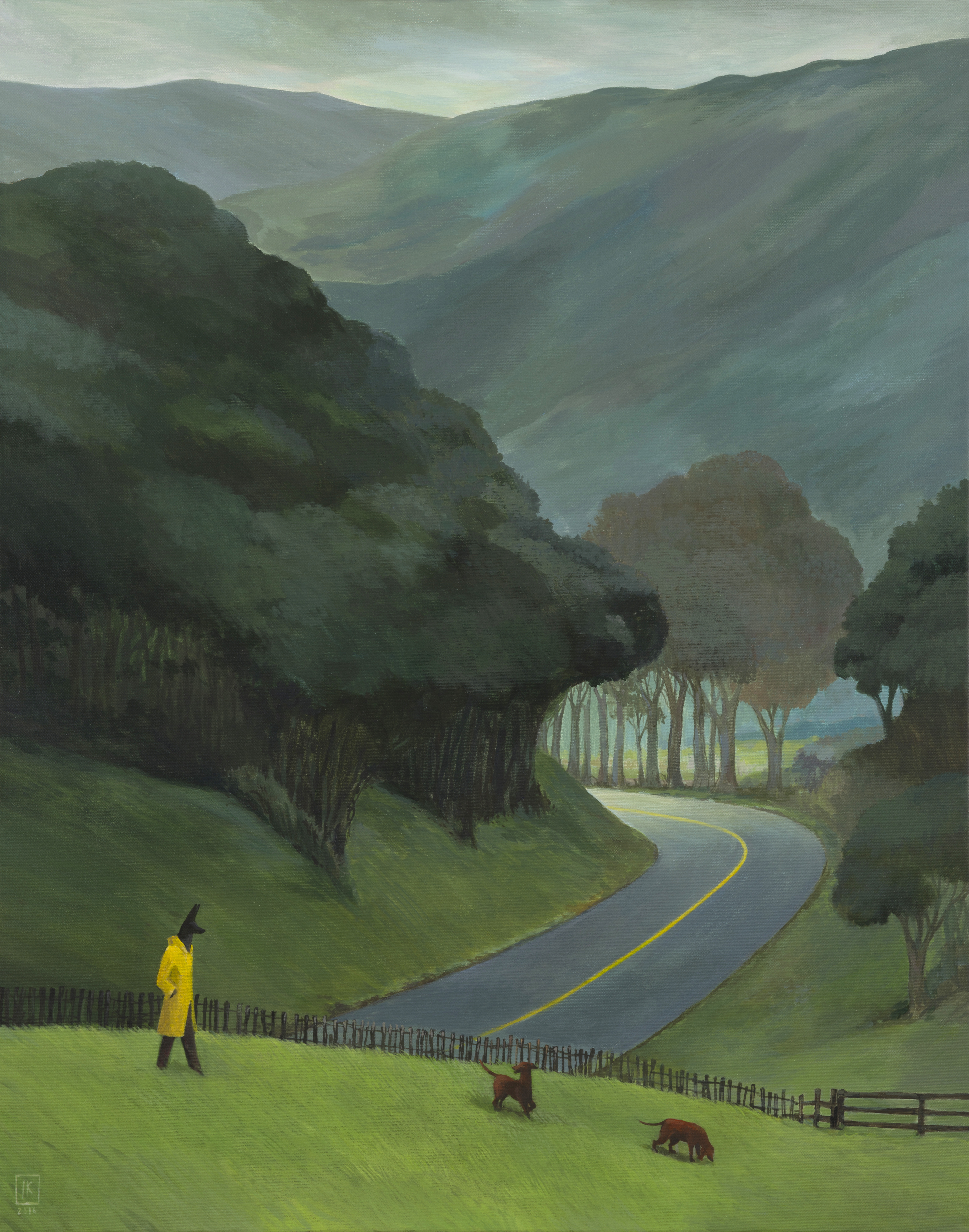 Joanna Karpowicz „Spacer po deszczu”, 73 x 92 cm, akryl na płótnie, 2016