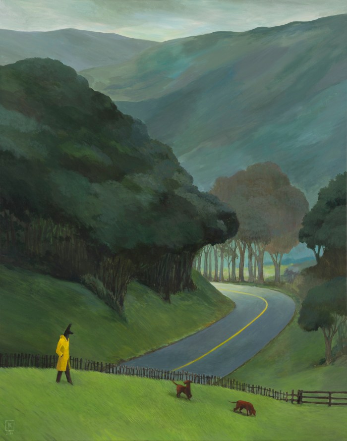 Joanna Karpowicz „Spacer po deszczu”, 73 x 92 cm, akryl na płótnie, 2016